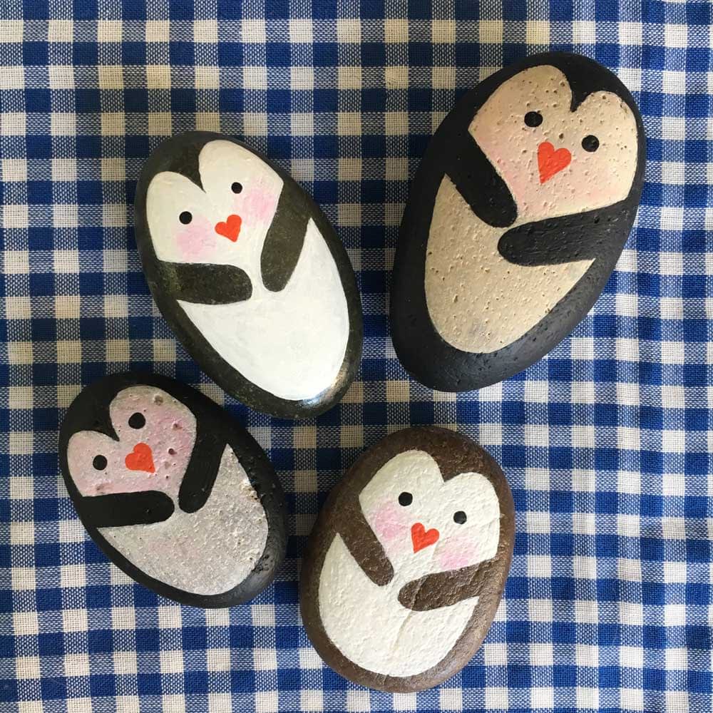 Painted Penguin rocks - Rockpaint